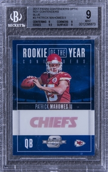 2017 Panini Contenders Optic "ROY Contenders" Blue #3 Patrick Mahomes Rookie Card (#03/25) - BGS MINT 9